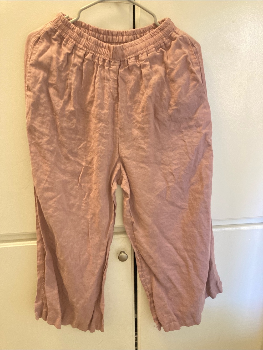 Women’s Wide Leg Elastic Waist Pants in Dusty Pink/Taro purple